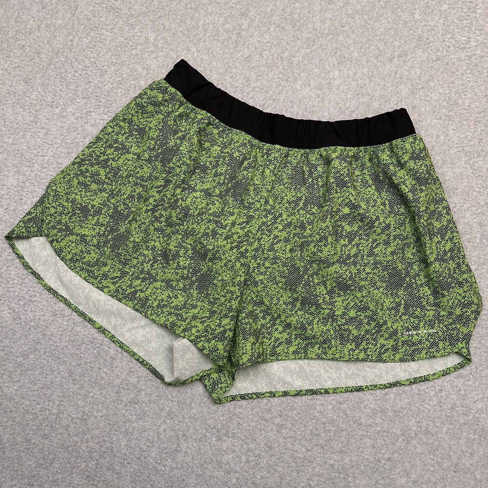 BOA USA Half Split Shorts Mens Large Green Geometric 3" Inseam‎ Run Brief Lined
